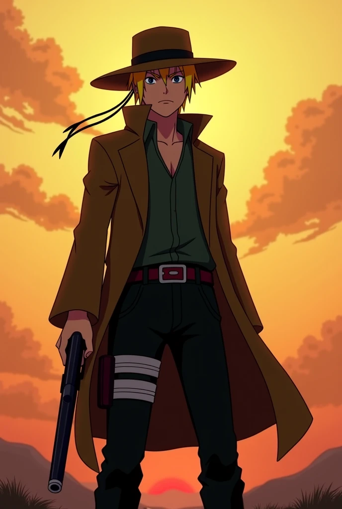 Naruto in cowboy clothing anime shotgun 