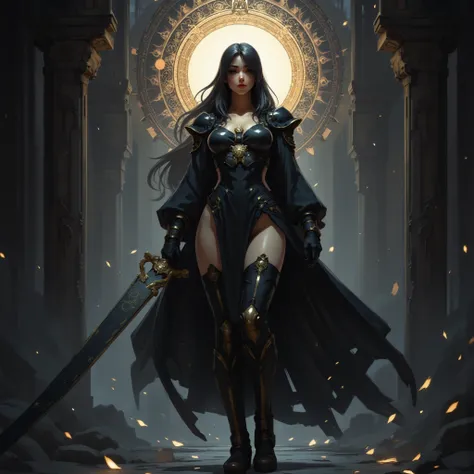 - Main Character, Beautiful "Greek" Woman, Long Hair, Halo Circle full of luminous carvings.
Wearing many accessories.

- Wearing a costume ("Full Sexy Armor"), a costume that embodies the form of "Adikia". (Chest and Thighs are open). Futuristic Costume D...