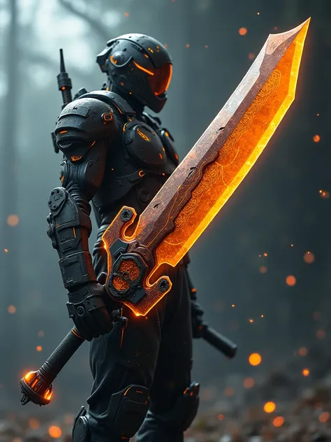 High-tech Big Sword Weapon, Big Blade, Orange and Black