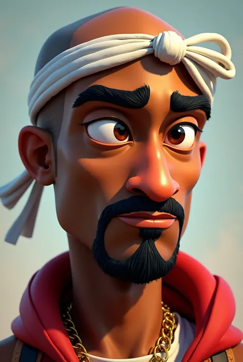 Tupac Amaru serious and thoughtful in cartoon style
3D Style