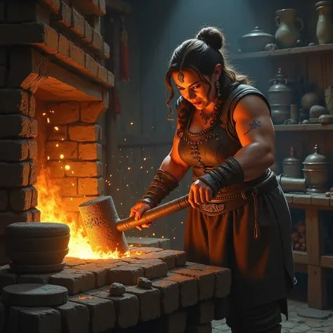 d&d,  Woman, Dwarf,  Woman ferreira, forging