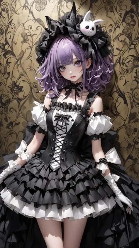    Tim Burton Style、extremely realistic、wallpaper、idol costume、ネオンカラー、