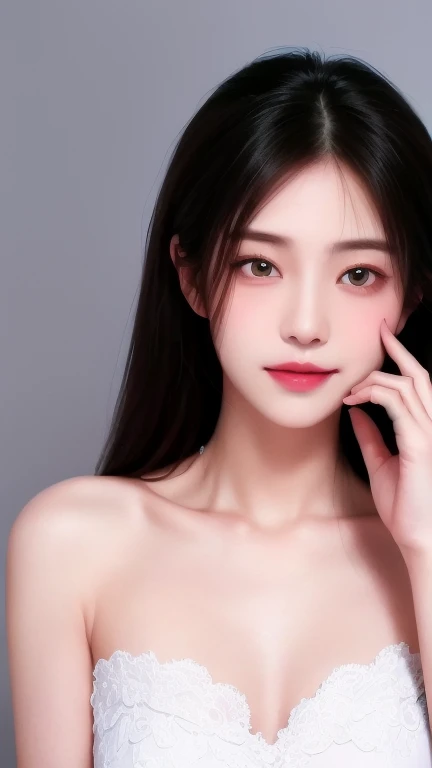  Featuring a confident and radiant woman 、 AI art generation inspired by Korean cosmetics commercials。Display up to chest height 、 perfect skin 、 vibrant makeup 、 focusing on a stylish hairstyle 、Toothless smile。 Isolation on a natural white background 、 R...