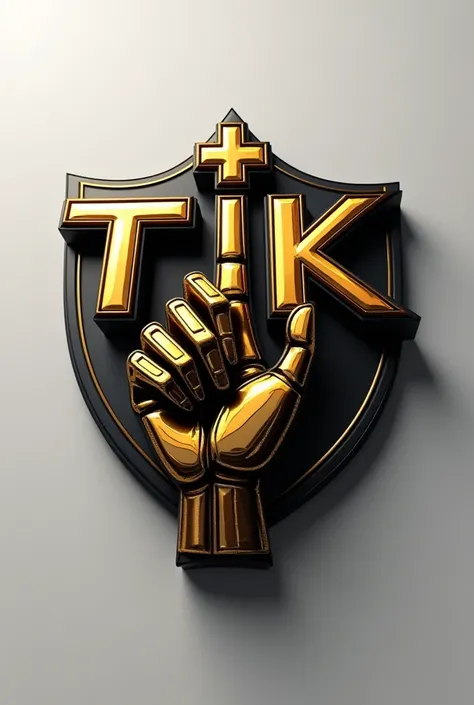 Create a black and gold TikTok logo with the plus line and index finger below 