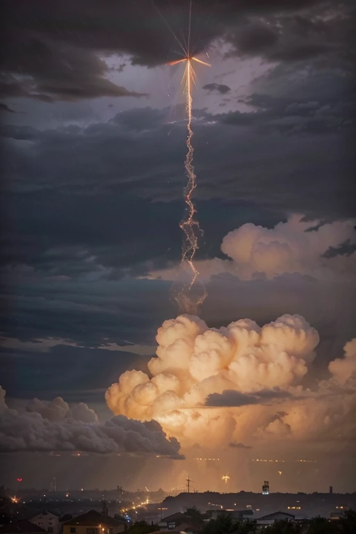 People throwing conetti in the air in a thunderstorm