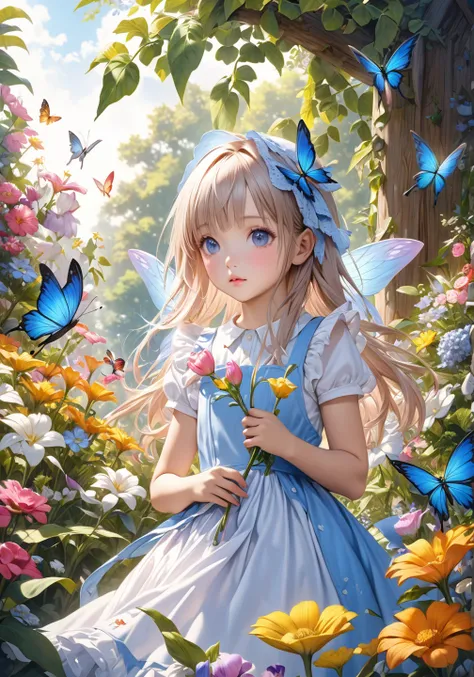       hyperrealism     ,   fairy tale girl、Alice&#39;s World、flower、butterfly々

