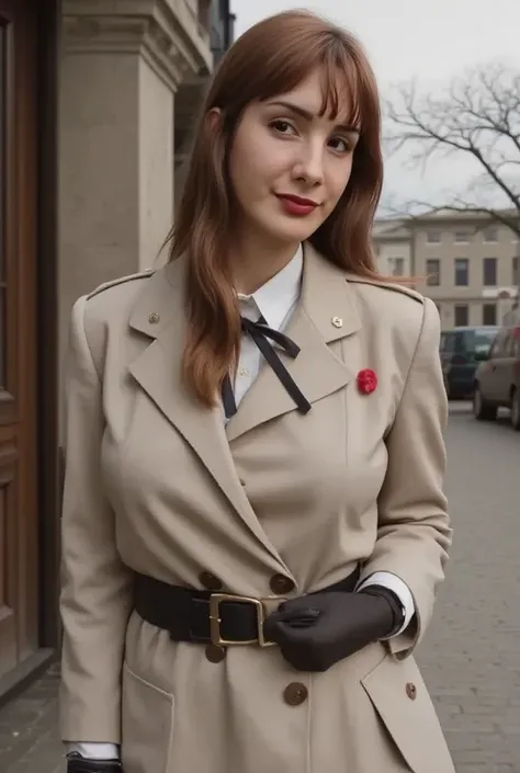 A bourgeoisie with retro style and gloves