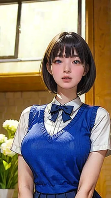 (masterpiece:1.2, Highest quality), (Realistic, photoRealistic:1.4), (Large Breasts:1.5), Beautiful illustrations, (Natural Side Lighting, Cinema Lighting), Written boundary depth, Looking at the audience, (Face Focus, Upper Body), Front view, 1 girl, Japa...