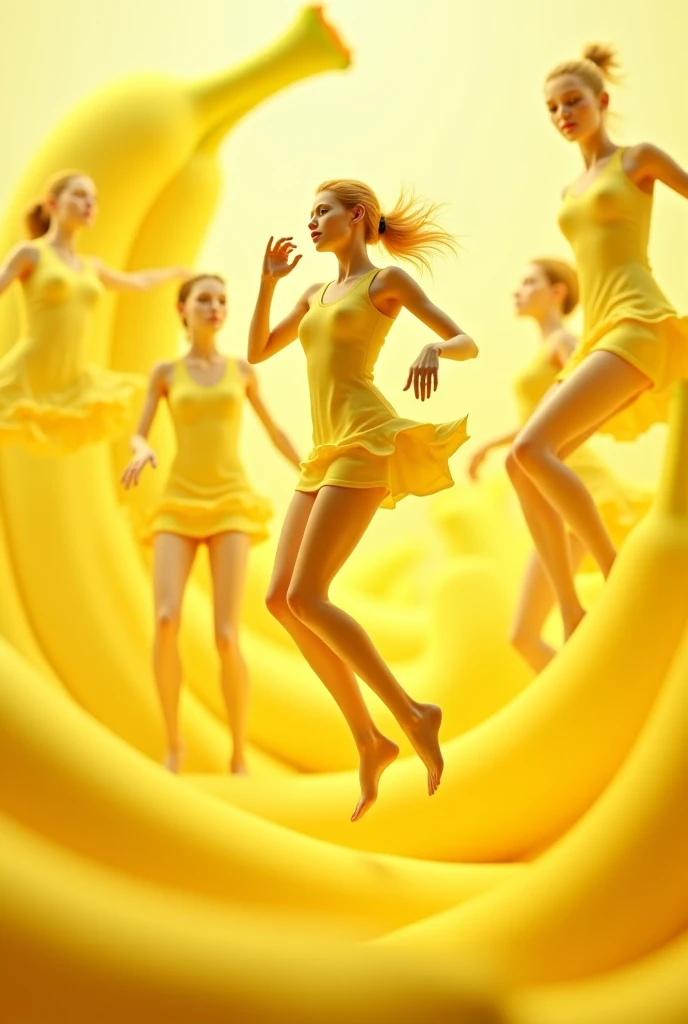 Girls dance from banana 