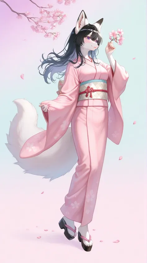 closeup, furry, purple eyes、long hair, hair nlowing in wind, fox furry girl, (light color:1.4)GBF_style、748cmstyle、32K、 is present、Artistic、 professional lighting、 super detailed depiction of a white string、Artwork、Original Works、two nine tail fox furry, s...