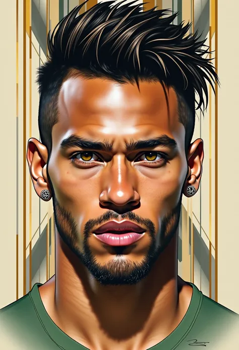 hyper realistic art deco style drawing only Neymar's face
