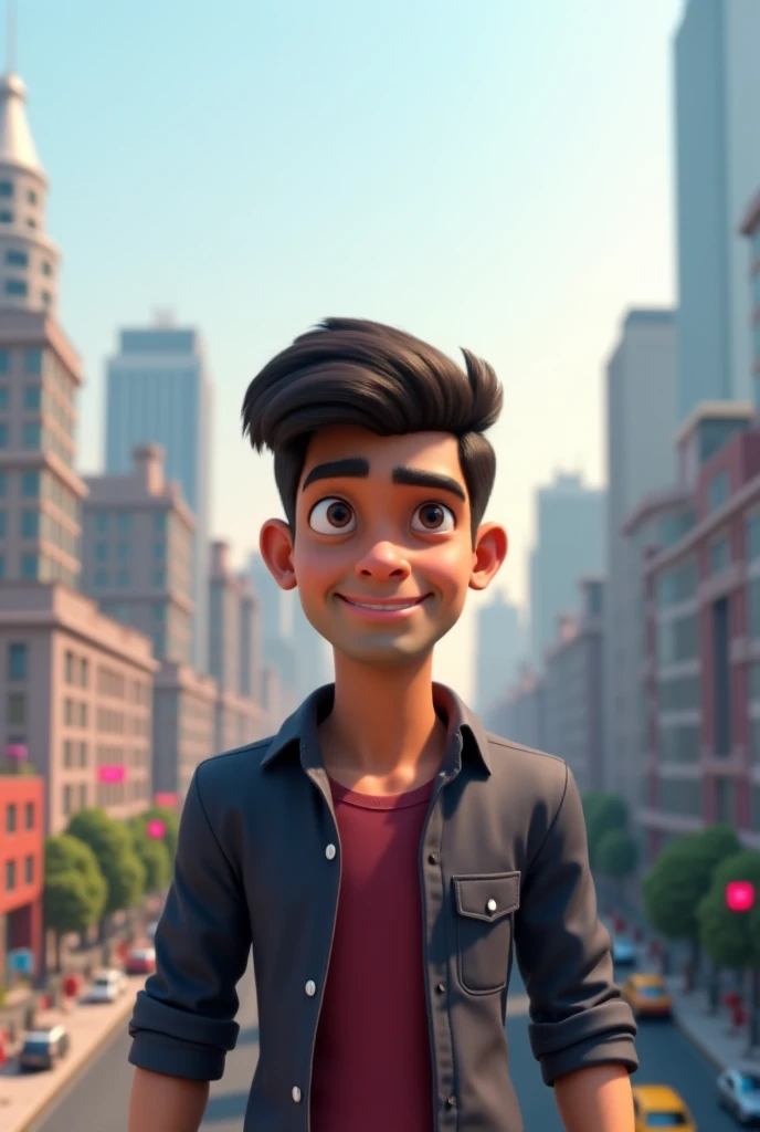 3d animation may photo hona chahiay;Rahul ek 25 saal ka ladka tha*
Image Prompt: A 25-year-old young man with a determined look on his face, standing in front of a city skyline.