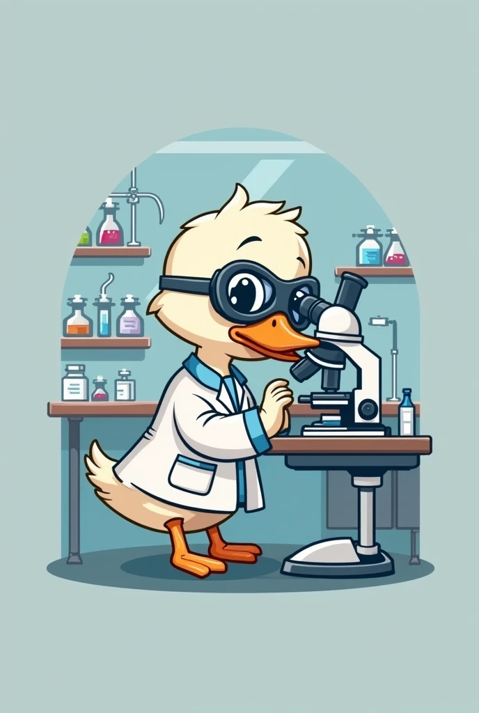 Make a logo for an Instagram profile about veterinary clinical pathology . I want it to be a duck looking at a microscope with collection tubes on the side 