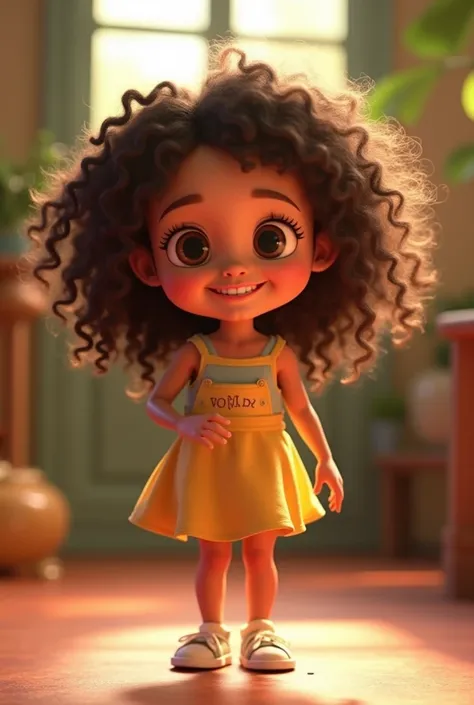 An animation of a curly haired girl