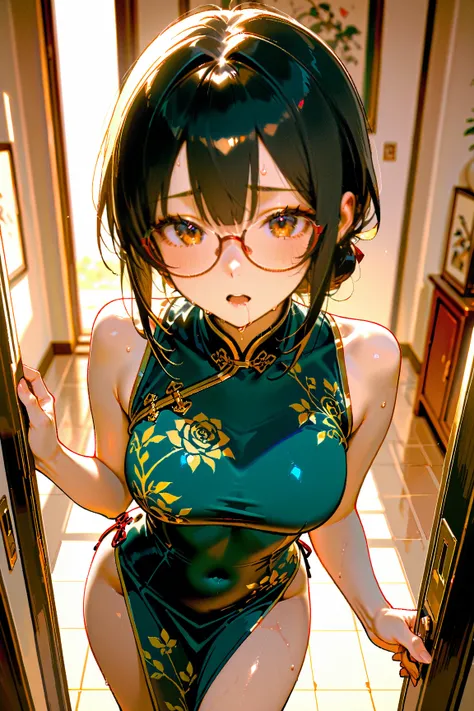  china dress、Foot fetish、Oval Face、Japanese-style room、Greek Soles、、、、Wide forehead、Holding my legs、 black hair、Flat Japanese face 、slippery soles、Glasses、 ahe face、Exalted face 、 drool 、An expression that has reached its peak of longevity、large quantity o...