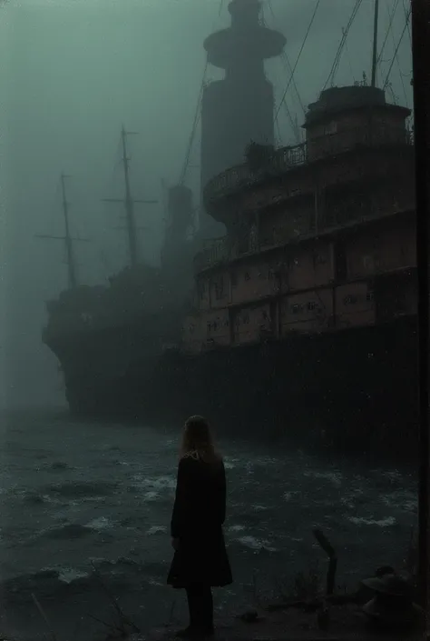  grainy, eerie atmosphere (Battle cruiser in a storm) in the style of Elson Peter, Diego, Diego, Diego Dyer, Peter Mohrbacher, Karol Baku. Focus on the 1st full-length frame, focus on 32k Hyper HD, masterpiece, best quality, ultra-detail 1.6 solo, imbued w...