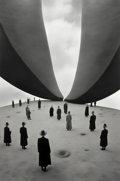 Gilbert Garcin Style - The Outer Gods, with forms and attributes that defy human understanding. existing beyond the limitations of physical reality. These entities operate on a cosmic scale, with power and influence that surpasses human comprehension. limi...