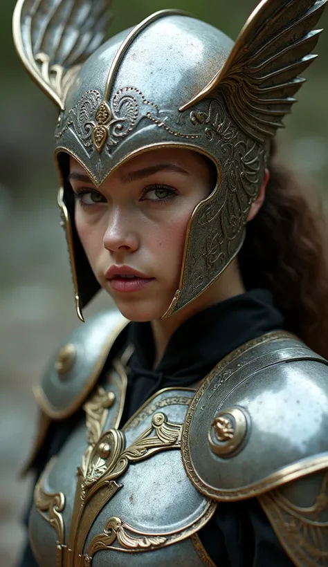 (l1vvydunne:.95), high angle photo of a gorgeous young valkyrie woman in the style of stefan kostic, realistic skin texture,(winged helmet:1.1), (valkyrie armor:1.2), 1 / 2 body crop, 8 5 mm art lens, f 1. 2, sharp focus, 8 k high definition, insanely deta...