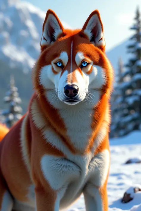  Create me a Siberian Husky between brown and red-haired and white and call him Achilles, His physique that is not so chubby  