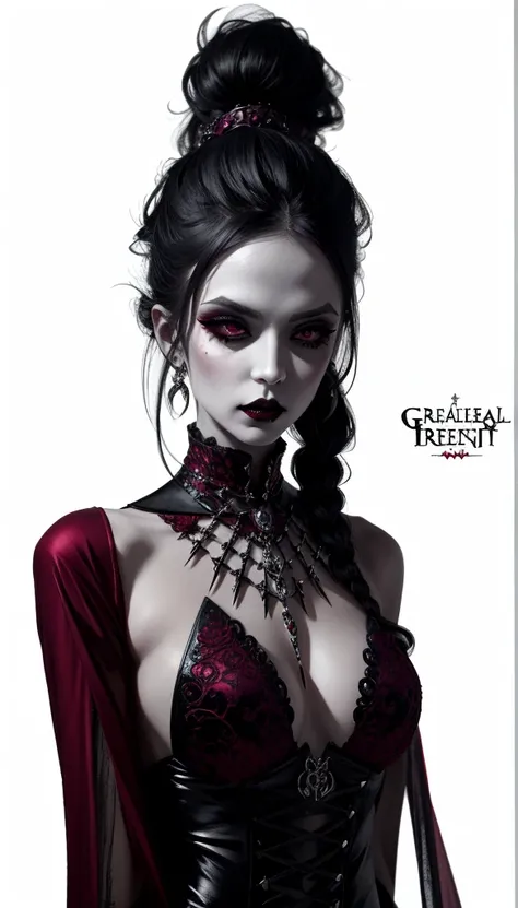 Mujer vampire,  vampire ,  Gothic horror vibrations ,  beautiful Female Vampire queen , Guweiz style art,   dark fantasy mixed with realism  , elegant gothic clothing, goth make up,  [Artedigital 4K]!