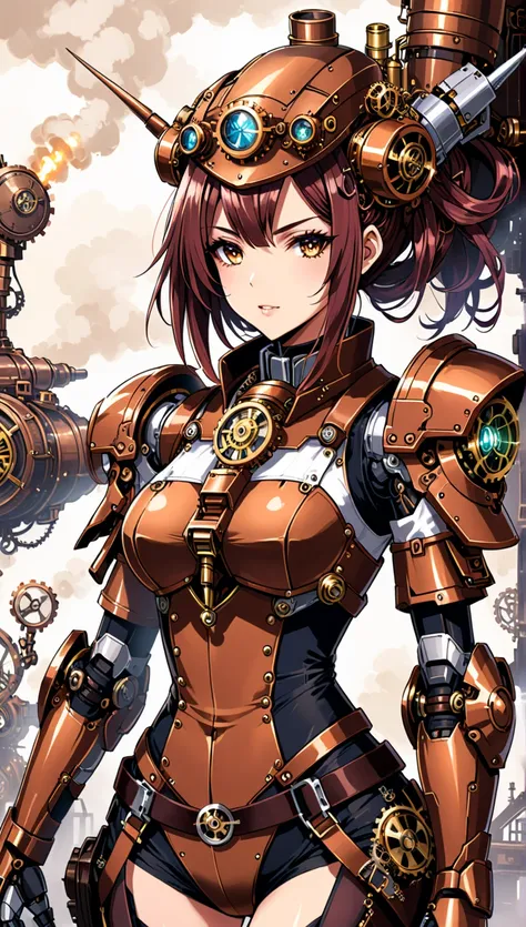 mecha girl in a steampunk style.