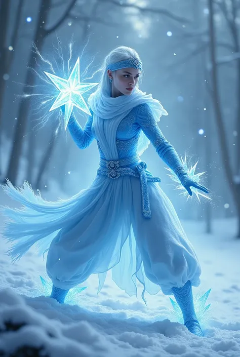 Ice ninja woman with a star