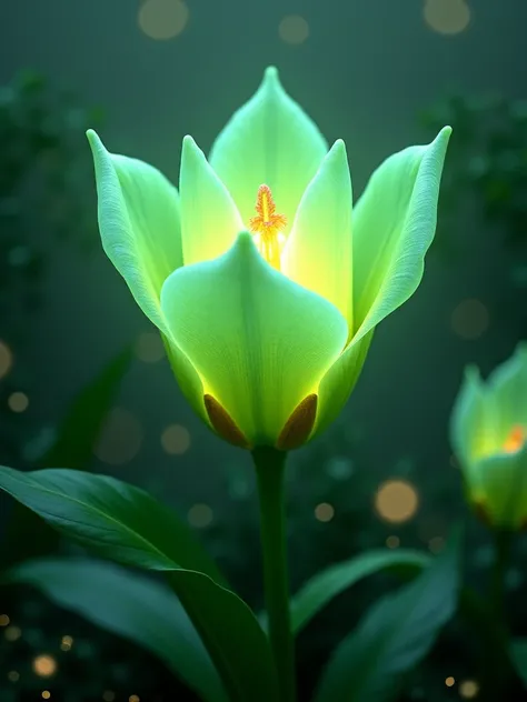 A stunning green flower, glowing in a beautiful garden
Anatomicamente correto, Detalhes altos, Alta qualidade, 