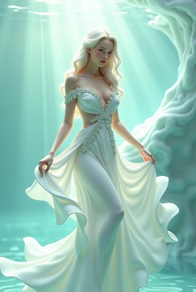 woman in white water costume