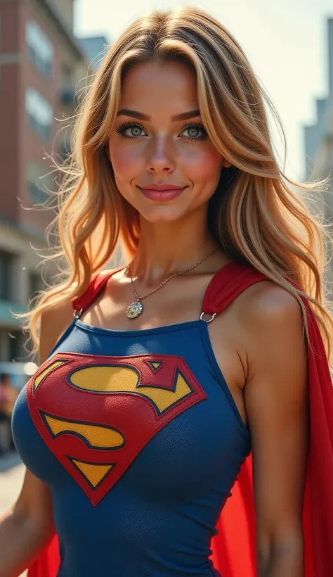 ITS A BIRD, ITS A PLANE, NO ITS A BOMBSHELL TEEN SUPERGIRL TO THE RESCUE. Smile, High Resolution, Detail, High Details, Super Detailed, Textured Skin, Retina, High Quality. FULL VIEW OF HER SEXY SUPERGIRL BODY. BRIGHT BLUE EYES.SCOOL GIRL