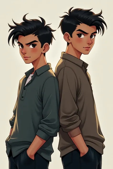 Picture of twin brother Both have tall, athletic builds. Ryco has neatly combed dark hair and sharp, intimidating eyes. Niko has slightly messy hair and a more relaxed aura.