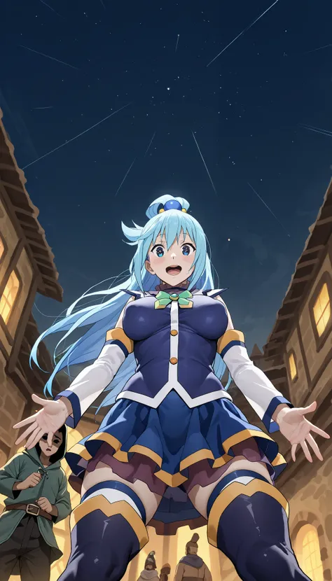   Konosuba ,Aqua, exivisionist,  seen from below,netorate