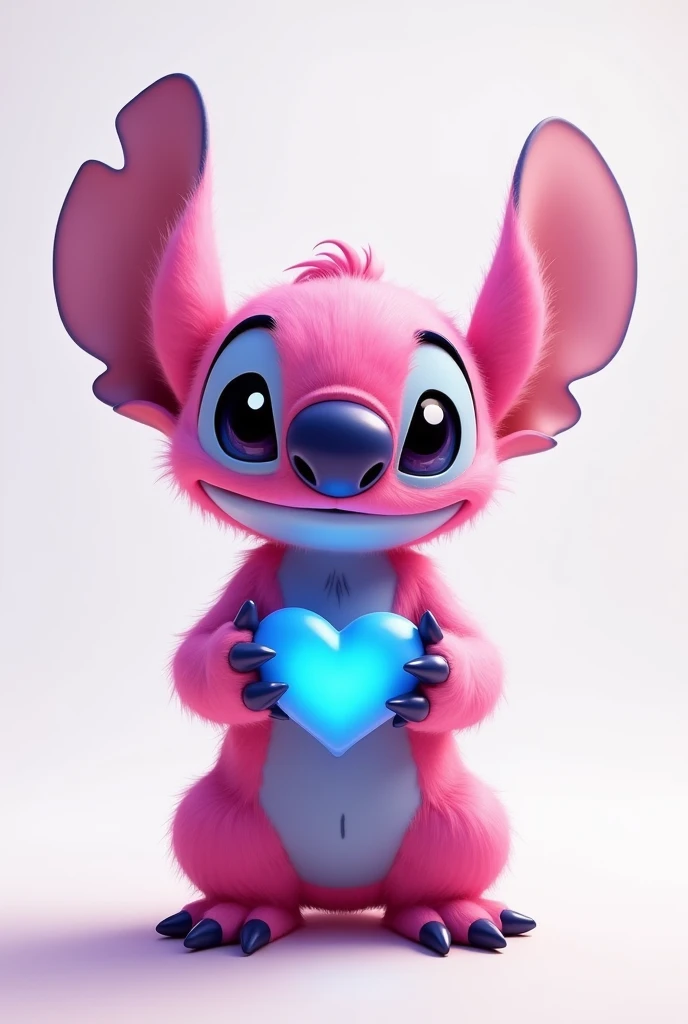 Pink stich with blue heart 