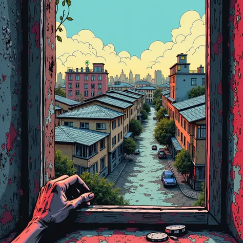 painted cover in an interesting European comic style, lots of artifacts from paints and markers , beatpack cover from a Russian beatmaker, Russian underground , ghetto style , Beautiful cover, interesting composition , desire to listen and buy , style of s...