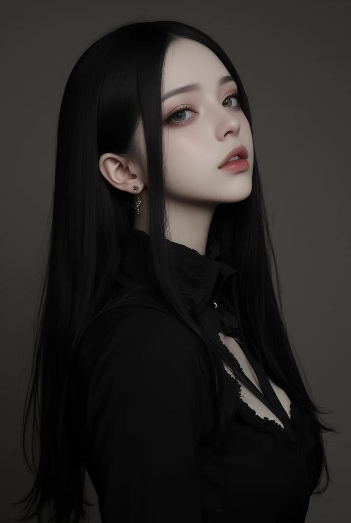 Masterpiece, top quality, highest quality, high resolution, photorealistic, raw photo, 8K wallpaper unified with extremely detailed CG.
1 Woman, Beautiful female, gothic dress, long black hair, parted hair, black eyes, Moist lips, professional photography,...