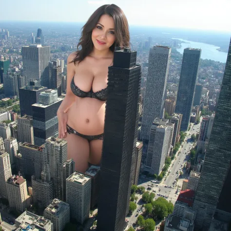  real version 、  A woman bigger than a building  、giantess,   realistic cityscape  、 Ultra miniature city   、 black giant woman 、 skyscraper,    completely naked  、 is in the city, bigger than buildings ,  grin destroyed city ,  Breasts, is, Standpoint,   ...