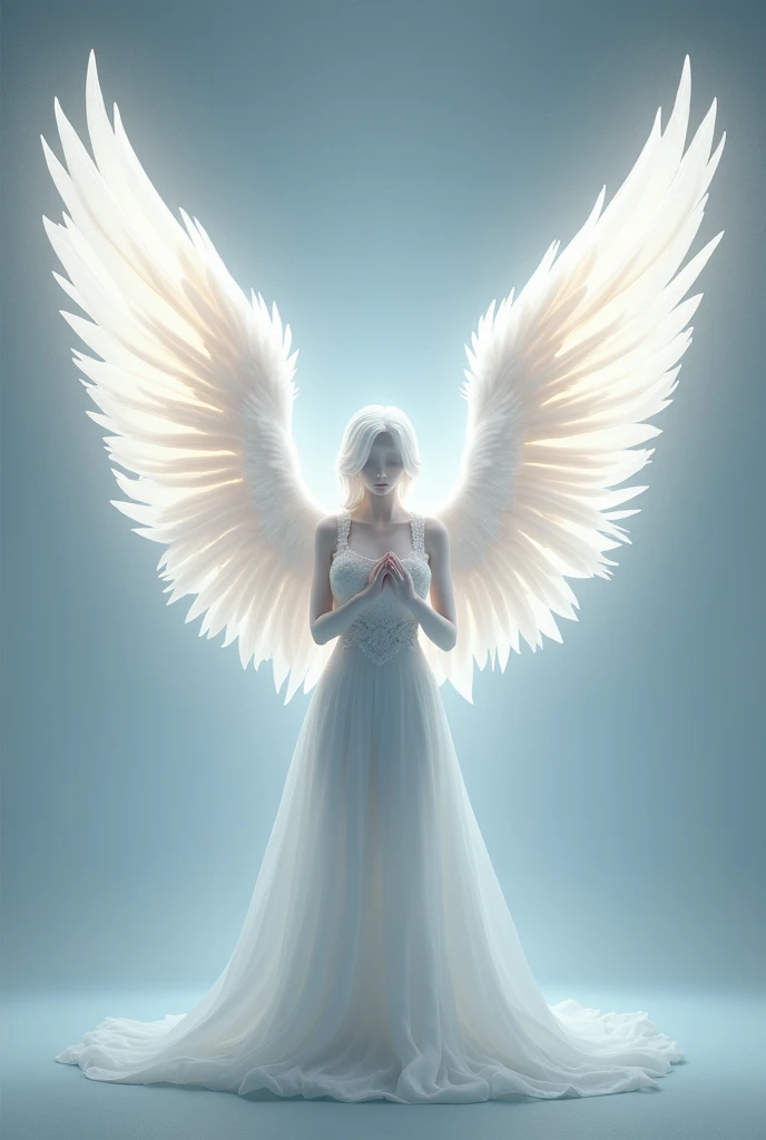 white shining angel wings on an empty background.