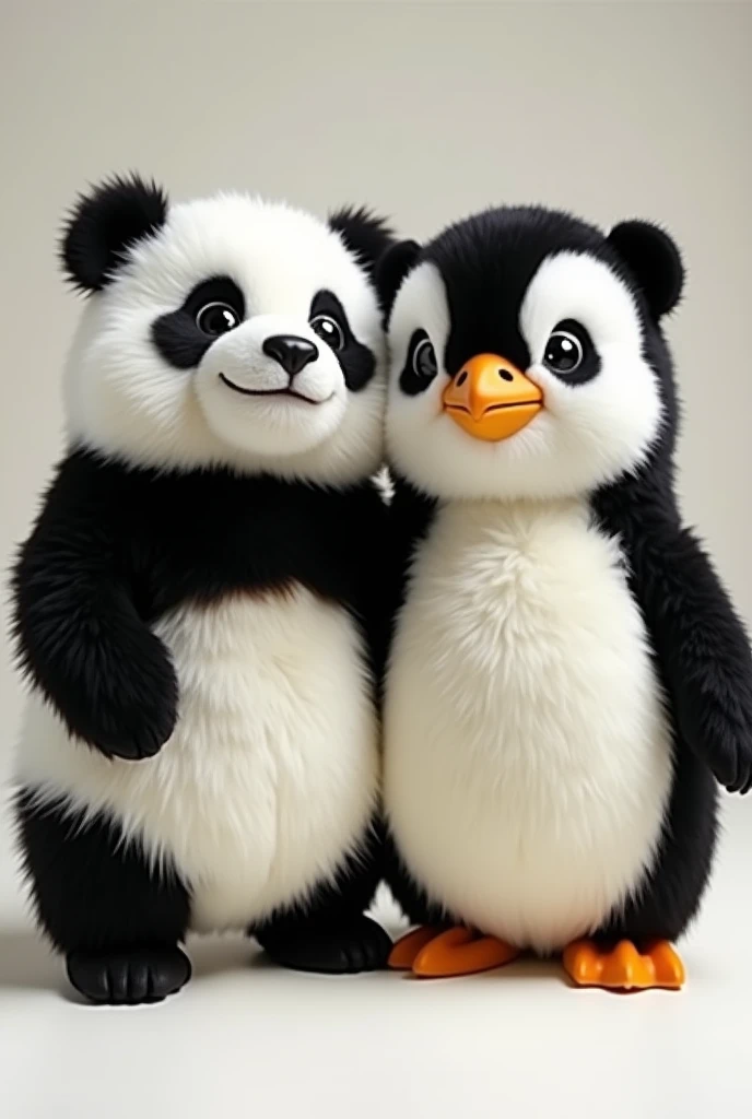 
The twins are adorable and have striking resemblances to both pandas and penguins. The panda-like twin has a round, chubby face, and fluffy black and white fur, while the penguin-like twin has a round body and black and white tuxedo-like feathers. Togethe...