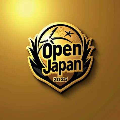  creates football logo for football league: HBLAB OPEN JAPAN 2025 with gold dominant tone,  black, white
