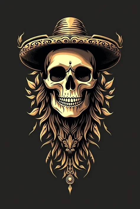  Here's an idea for the  "Santa Sangría ":

"Diseña el logo de 'Santa Sangría ' utilizando una combinación de colores negro,  beige and gold .  The logo must incorporate a stylized skull in gold ,  with fine details that give it a mystical and elegant air ...