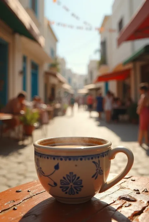 A small and cute mug of hot coffee and taking a stroll in Sidi Bou Said and in the city center of Tunisia 