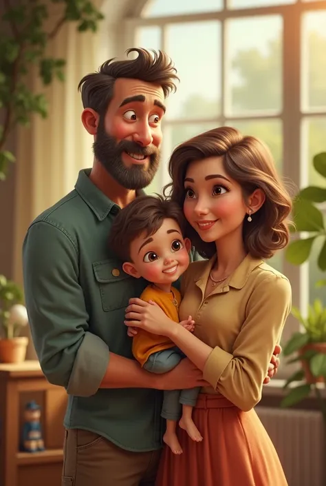 They generate images of a family with a father a mother and a son 