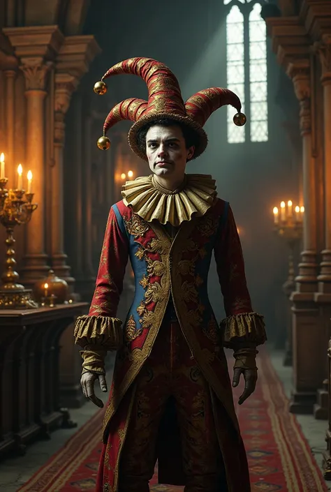 19 year old English court jester from 1900 in a old and dark castel 