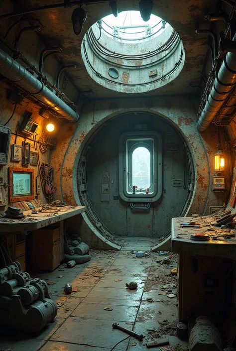 the interior of an old spaceship that has seen better times