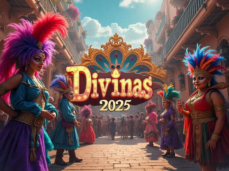 An image that says Divinas 2025 with a carnival theme