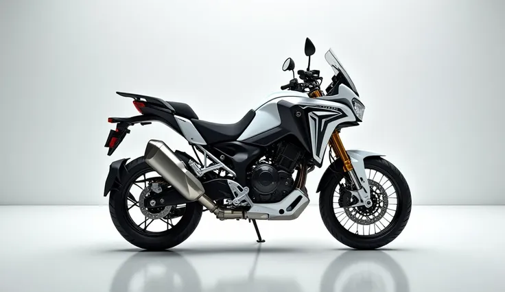 The realistic high quality 4k ultra image hd image back side color white view in showroom view white Wall colour(white)(bike name)Honda Africa Twin 2026