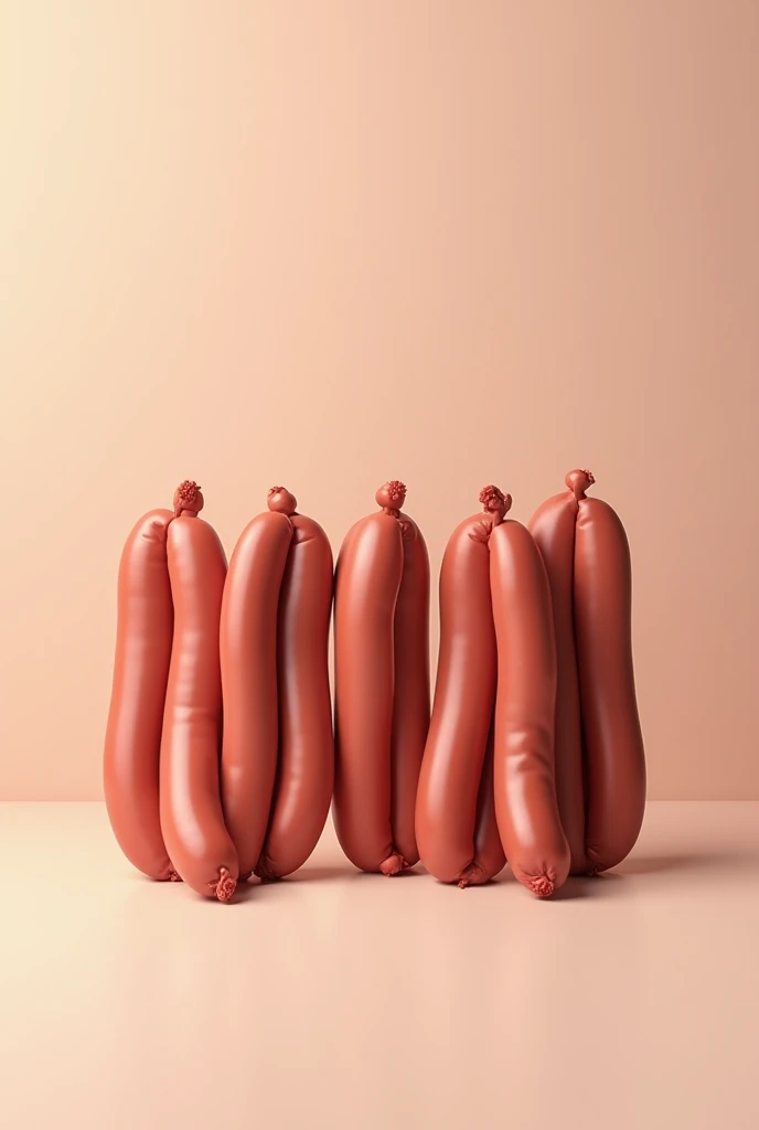 There are 5 sausages in a row, each with clearly different lengths.