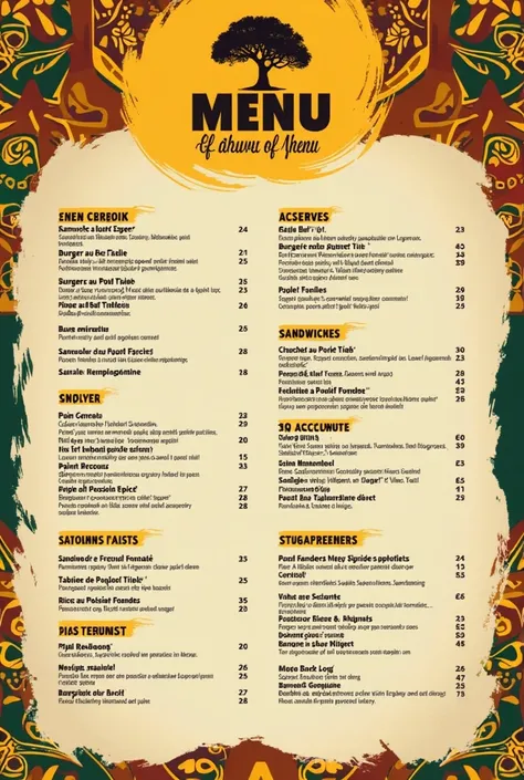 Crée un menu digital professionnel et moderne pour un restaurant de cuisine africaine, nommé Tastes of Africa.

	🎨 Design & Esthétique :
		•	Un design élégant, moderne et authentique, inspiré des couleurs africaines chaudes (ocre, marron, doré, vert profon...