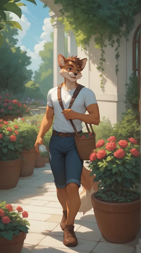 Source_furry, (((1boy))), furry, anthro, garden 