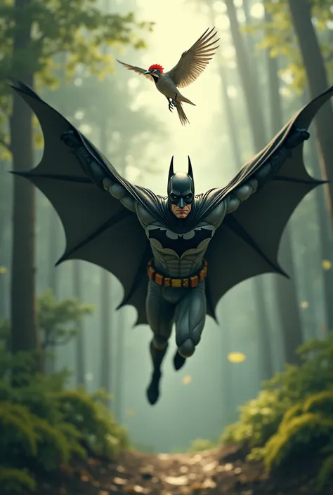 Batman fly with woodpecker