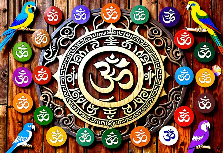  in various languages on a wooden background 「Om」 street ,  Devanagari Letter ,  Sanskrit , Yantra ,  Indian Letter , Parrot, Samadhi,  Any Chakra , lord Shiva, Hinduism , Shiva, Sacred Numbers,  may all beings be happy ,  Mantra Rendering ,  inhabited at ...